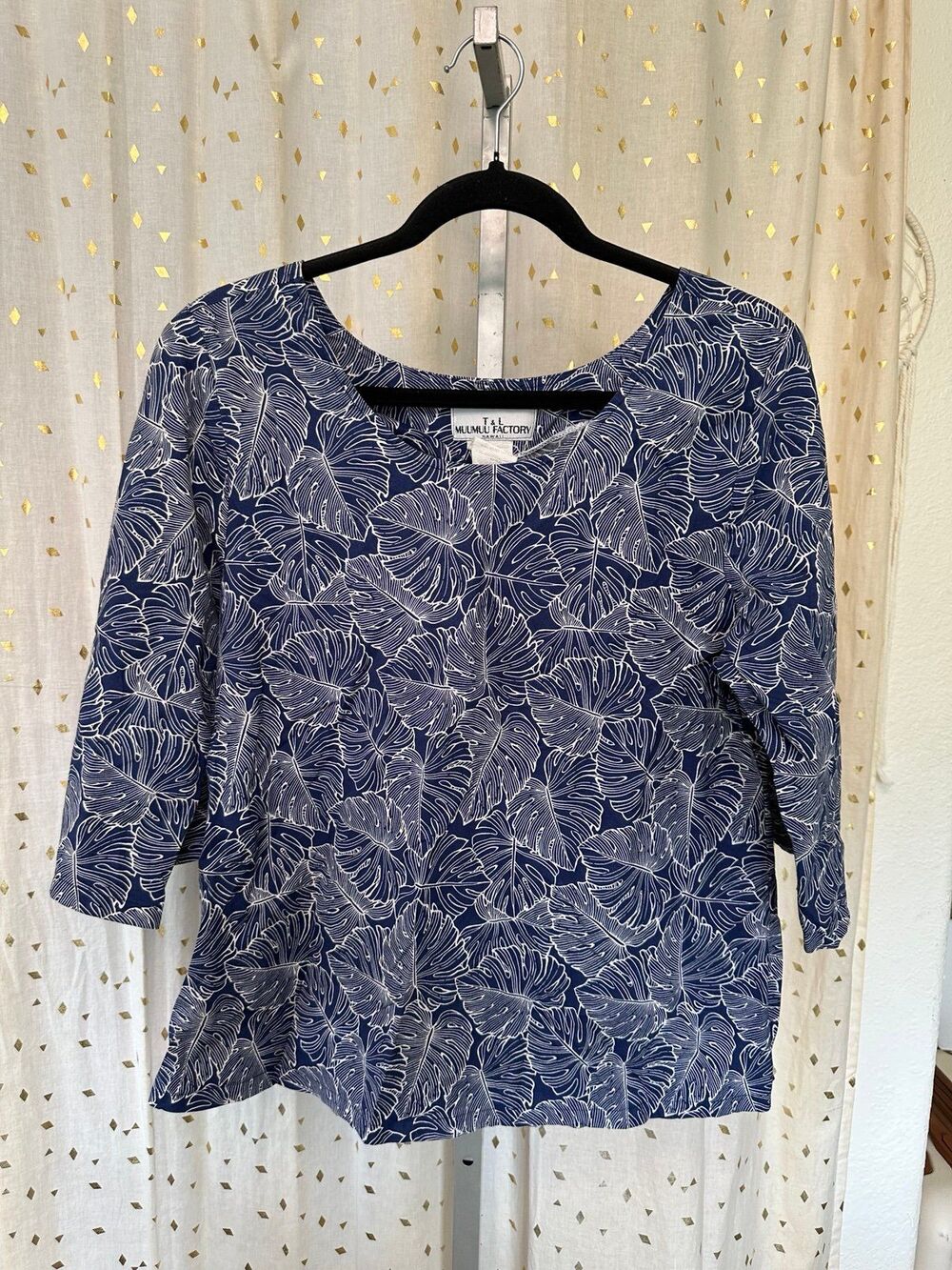 T&L Muumuu Factory Hawaii Hawaiian Tropical All Over Monstera Scoop Neck Top L
